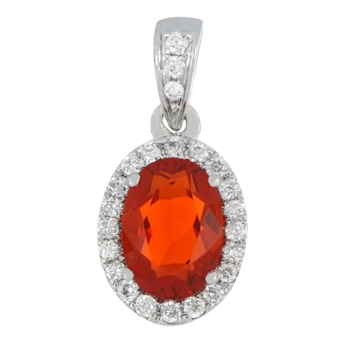 Fire Opal Pendant (Fire Opal 0.52 cts. White Diamond 0.1 cts.)