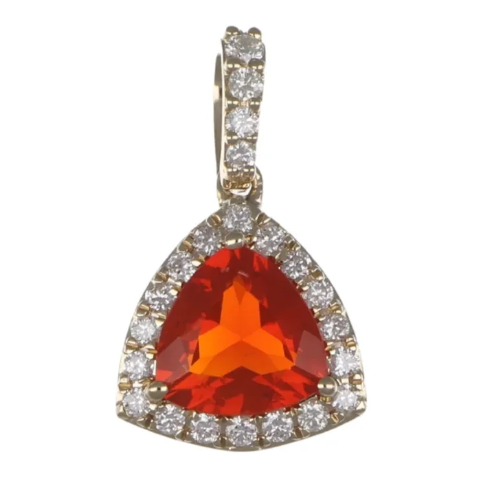 Fire Opal Pendant (Fire Opal 0.78 cts. White Diamond 0.22 cts.)