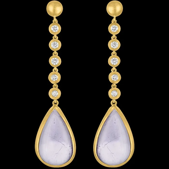 Five Diamond and Lavender Tourmaline Chime Earrings