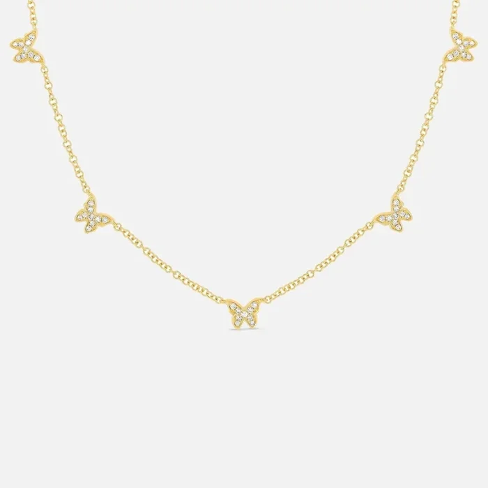 Five Diamond Butterfly Necklace
