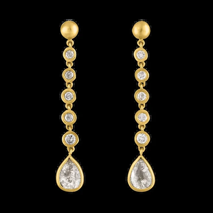 Five Diamond Chime Earrings with Diamond Drop