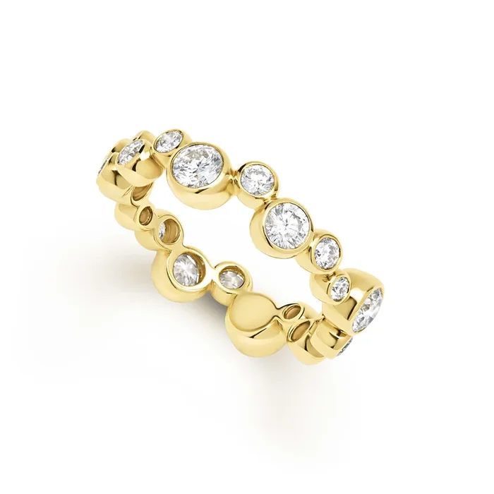 Fizz 18K Gold Diamond Stacking Ring