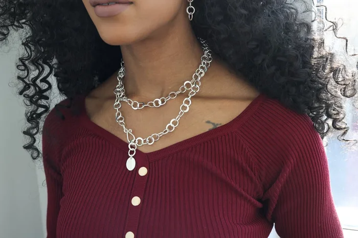 Flat Circle Sterling Silver Necklace