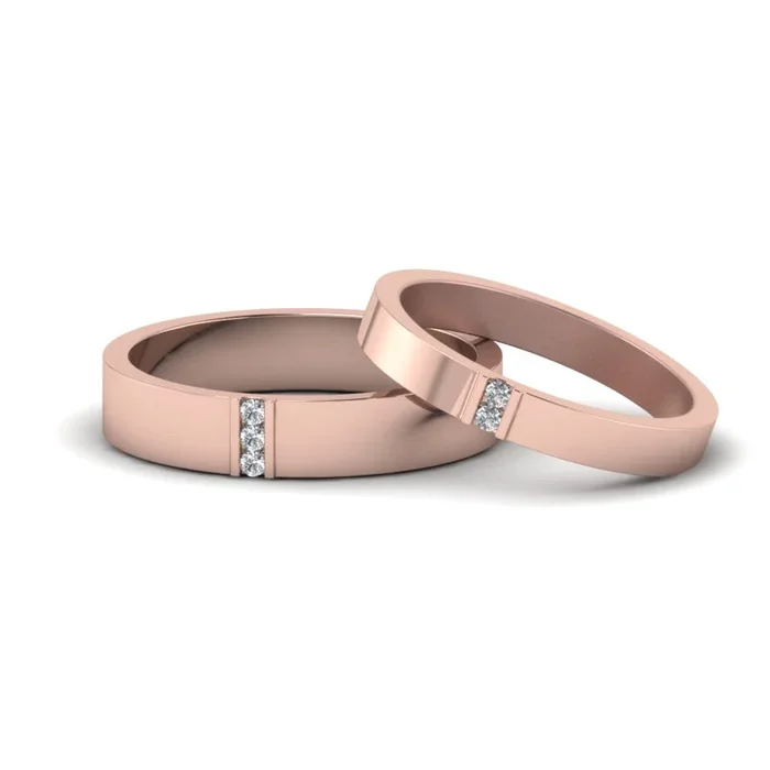 Flat Matching Wedding Rings For Bride & Groom