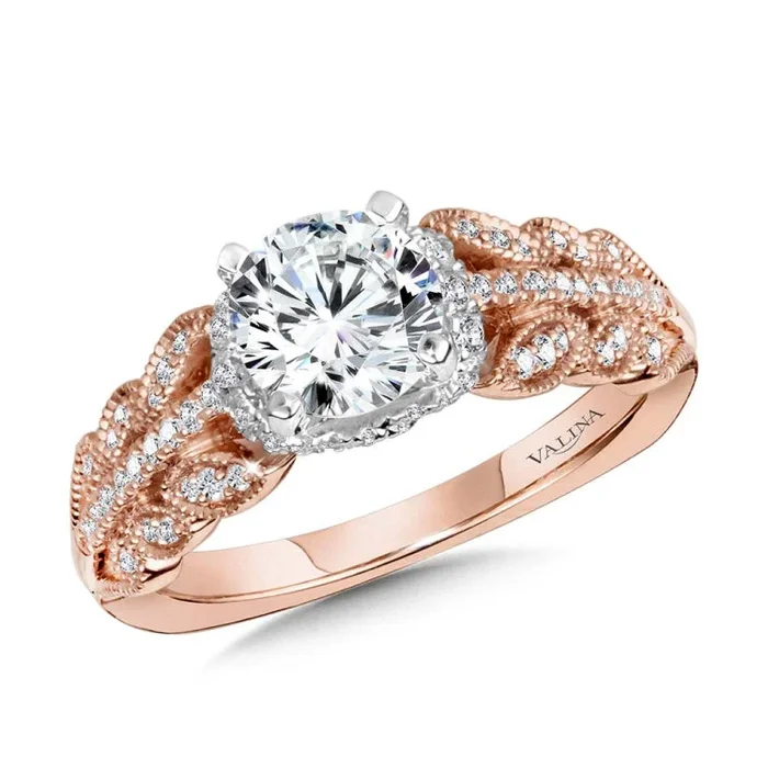 Floral-Inspired, Milgrain-Beaded, Hidden Accents Diamond Engagement Ring