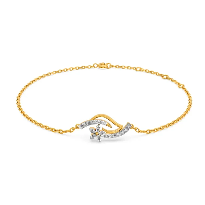 Floral Wave 9KT Gold Lab Grown Diamond Bracelet