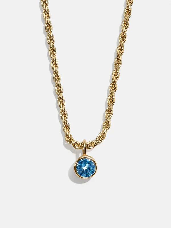 Florence 18K Gold Plated Sterling Silver Birthstone Necklace – Blue Zircon