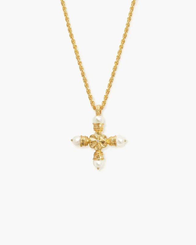 Florence Pearl Cross Necklace