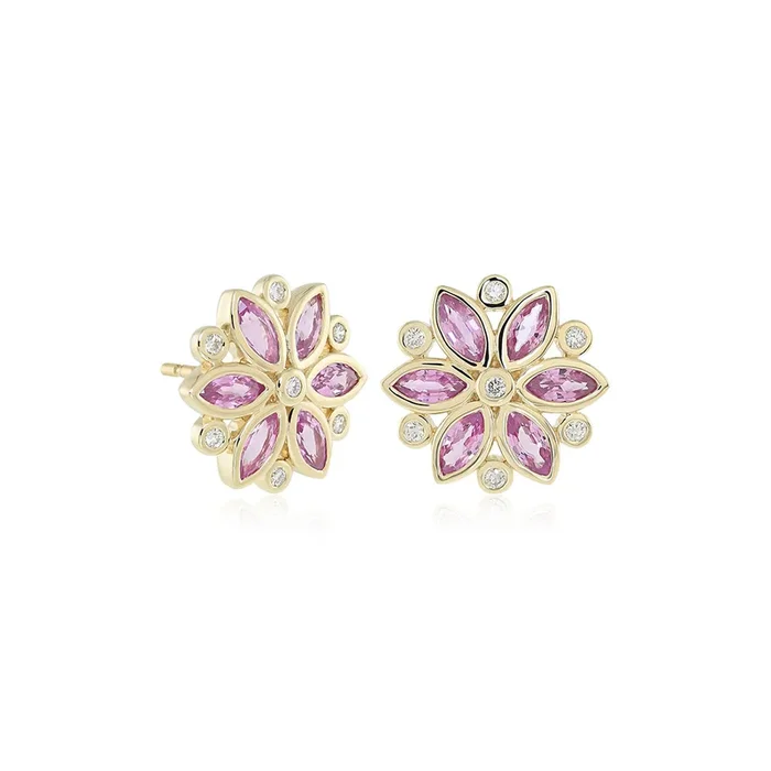 Floribunda Earrings in Pink Sapphires & Diamonds