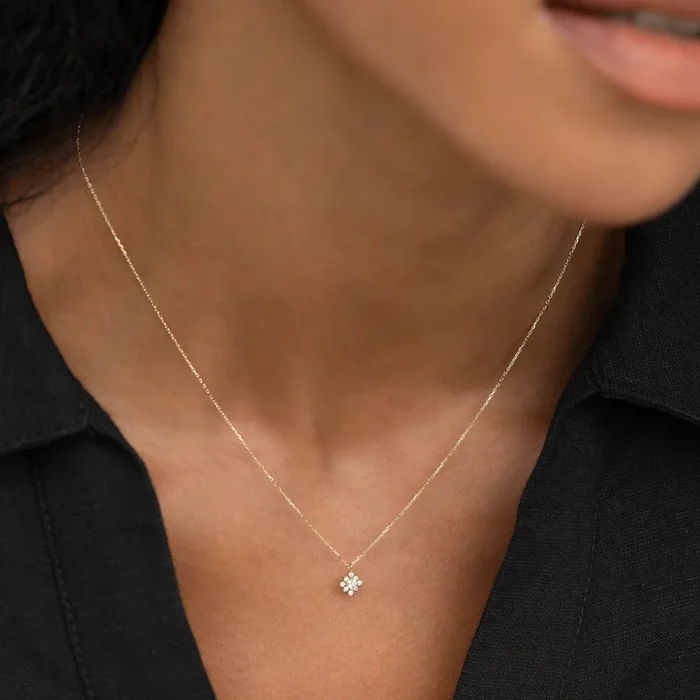 Flower Diamond Pendant Necklace 14k Gold – Fiorella
