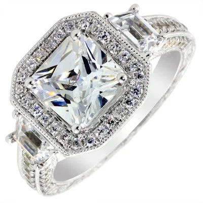 Flyer Fit by Martin Flyer Trapezoid and Micropave Diamond Setting in 14kt White Gold (1 1/10ct tw)