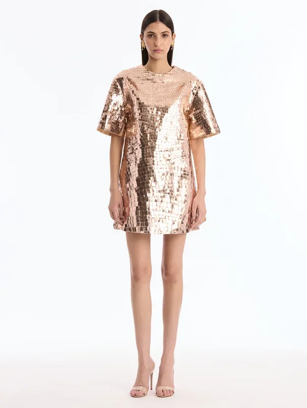 Foiled Shift Cocktail Dress