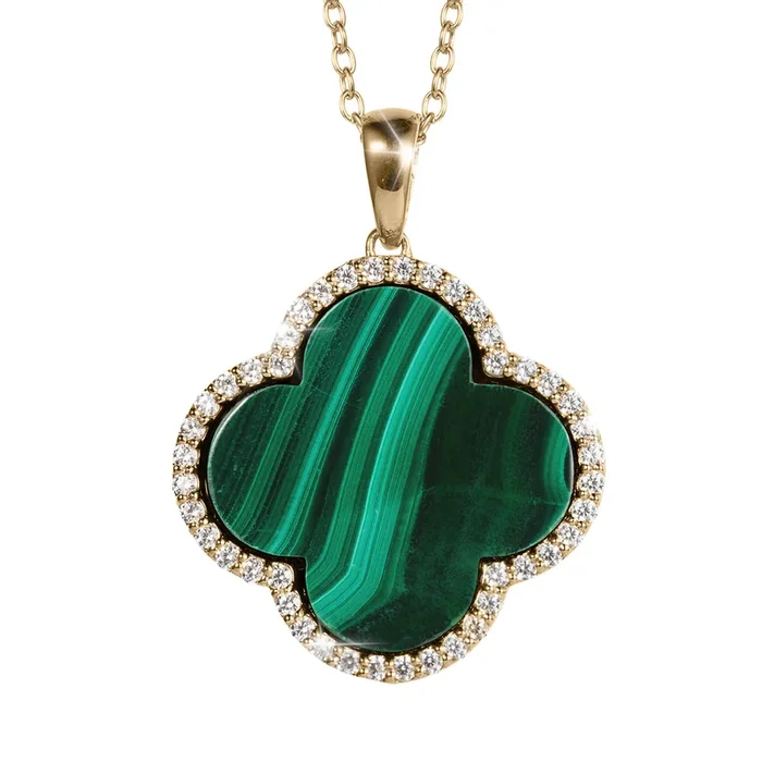 Fortuna Clover Malachite Pendant