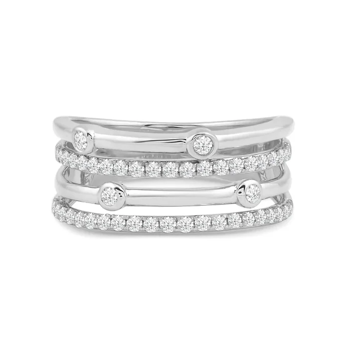 Four Row Bezel Station Ring