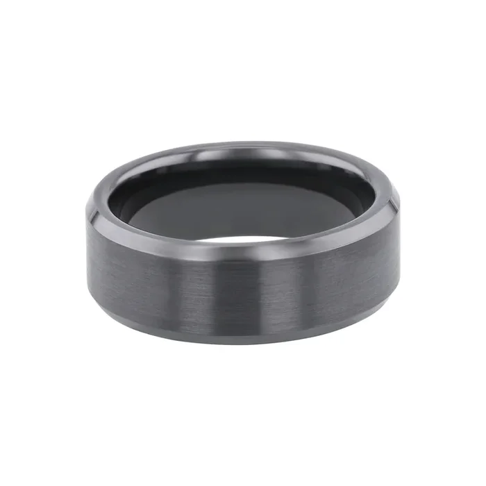 Fraser Black Ceramic Beveled Wedding Ring – 8mm