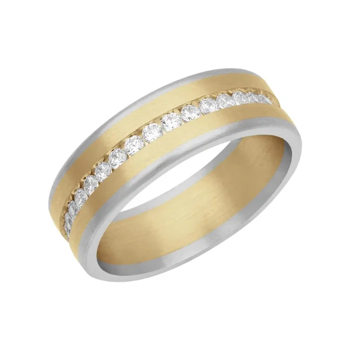Frederick Goldman Men’s Platinum and 18k Gold Diamond Fusion Band