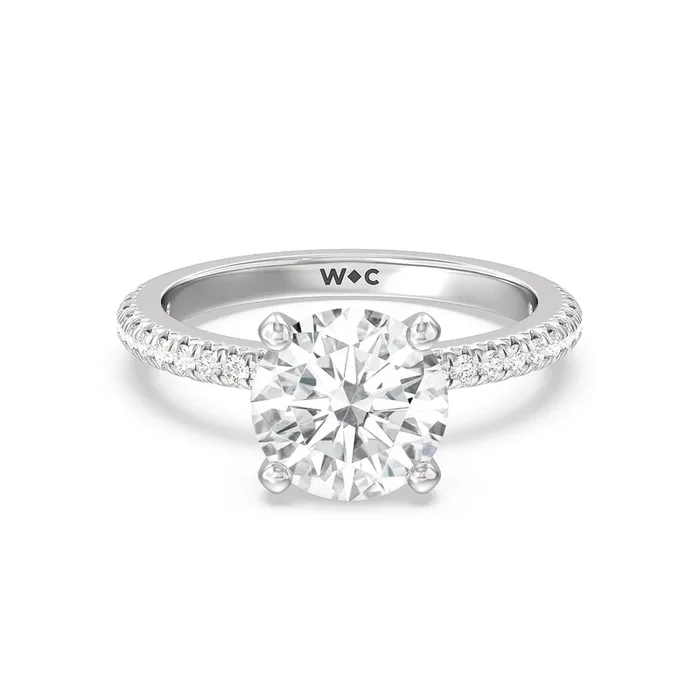 French Cut Pave Diamond Engagement Ring