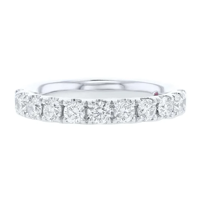French Pave Love Story Diamond Wedding Ring 3/4ct