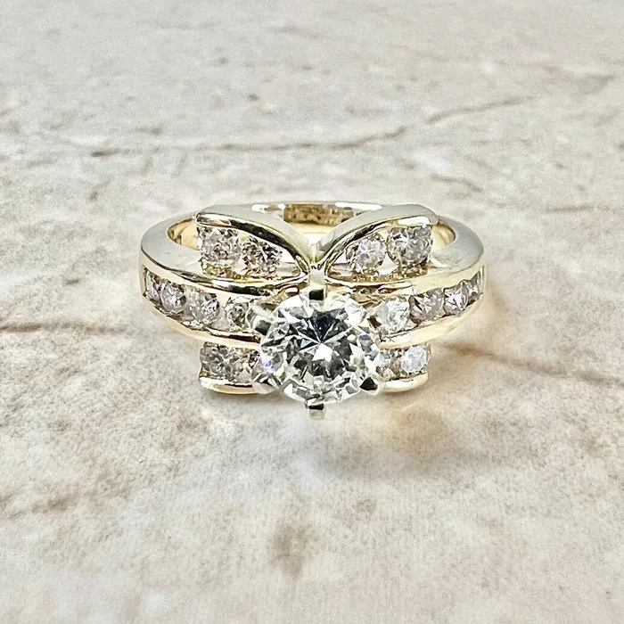 复古14K黄金0.52克拉钻石订婚戒指