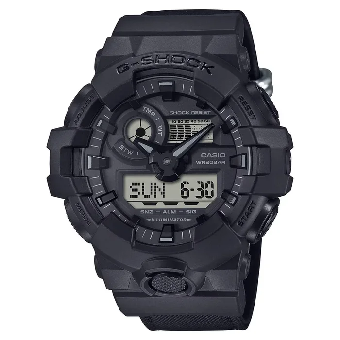 G-Shock GA700 Series Men’s Watch with Black Cordura Eco Band (quartz movement)