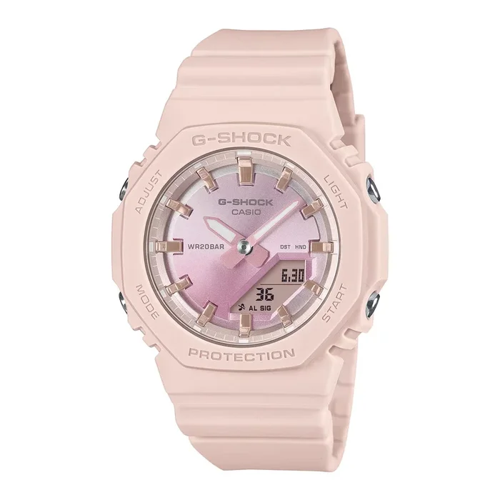 G-Shock Pink Sunset 2100 Series Womens Watch with Gradient Dial and Pink Resin Strap (quartz movement)