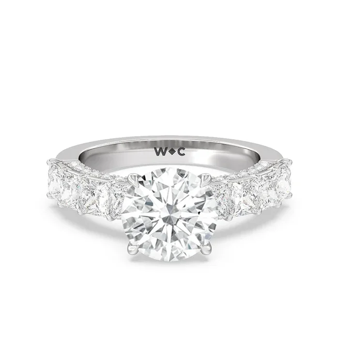 Gallery Studded Princess Cut Engagement Ring