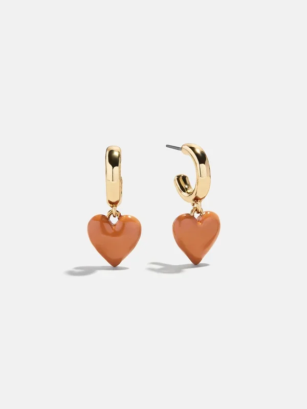 Game Day Heart Drop Earrings – Brown
