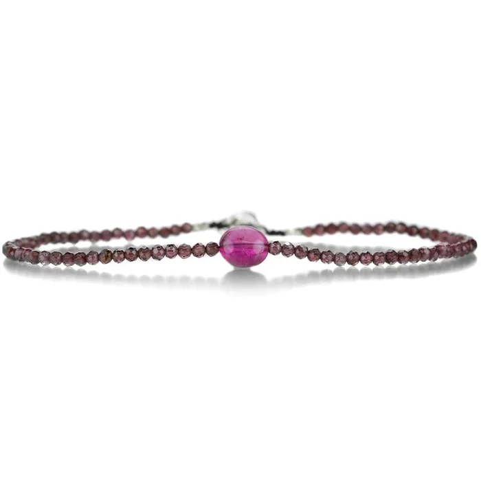 Garnet and Spinel Beaded Bracelet