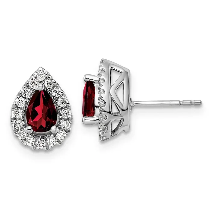 Garnet Diamond Halo Earrings