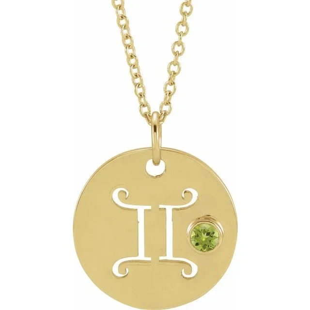 Gemini Gemstone Charm Necklace