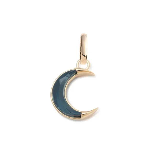 Gemstone Crescent – Karma : 15mm Medallion London Blue Topaz with Annex Link