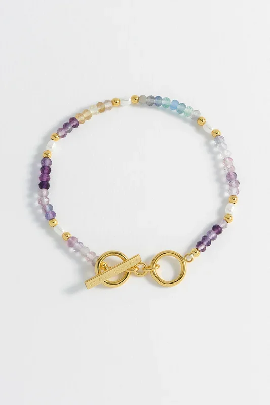 Gemstone Pearl T-Bar Beaded Bracelet