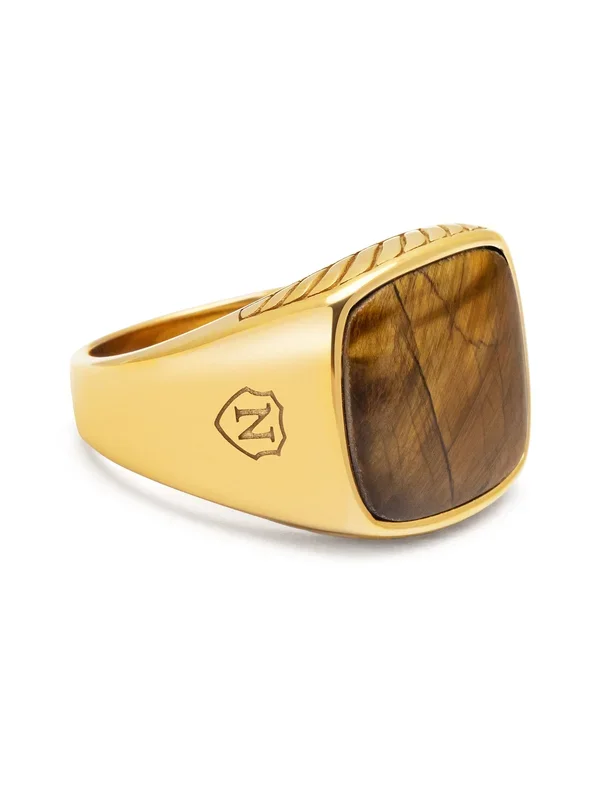 Gentleman’s Gold Signet Ring with Brown Tiger Eye