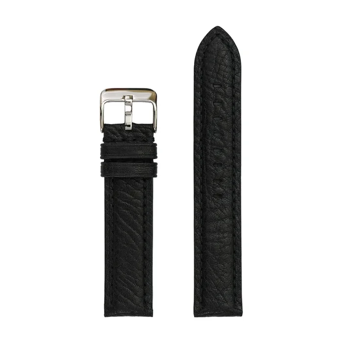 Genuine Bison Grained Leather Watch Band – Black