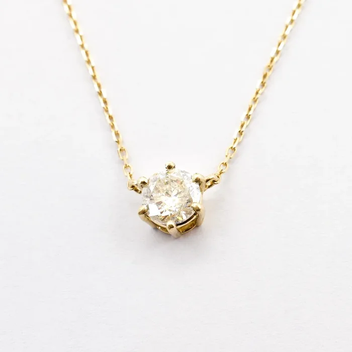 Genuine Diamond Necklace – 1 Carat Diamond Necklace – Solid Yellow Gold Necklace