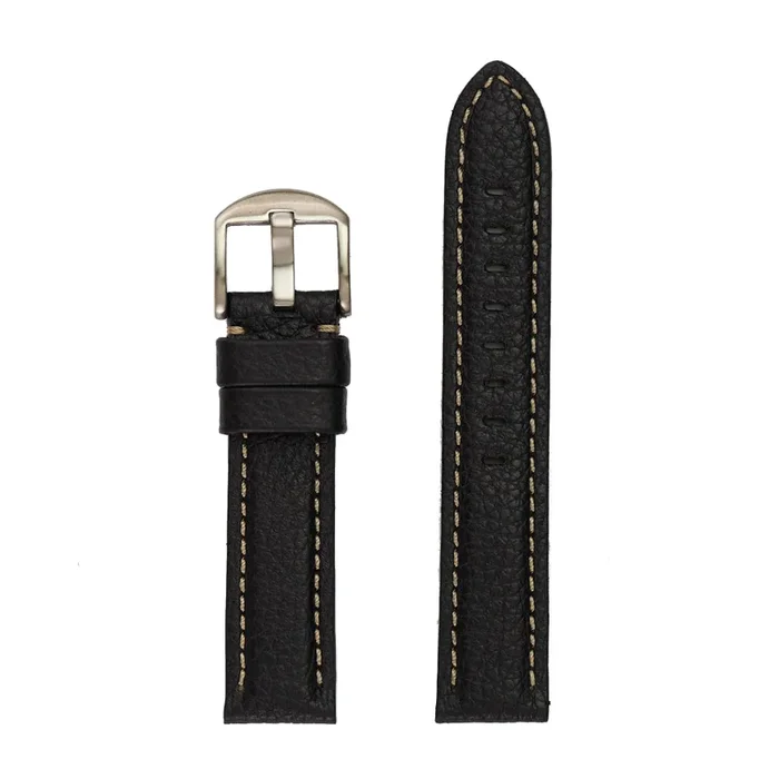 Genuine Shrunken Grain Calfskin Leather Watch Band – Black