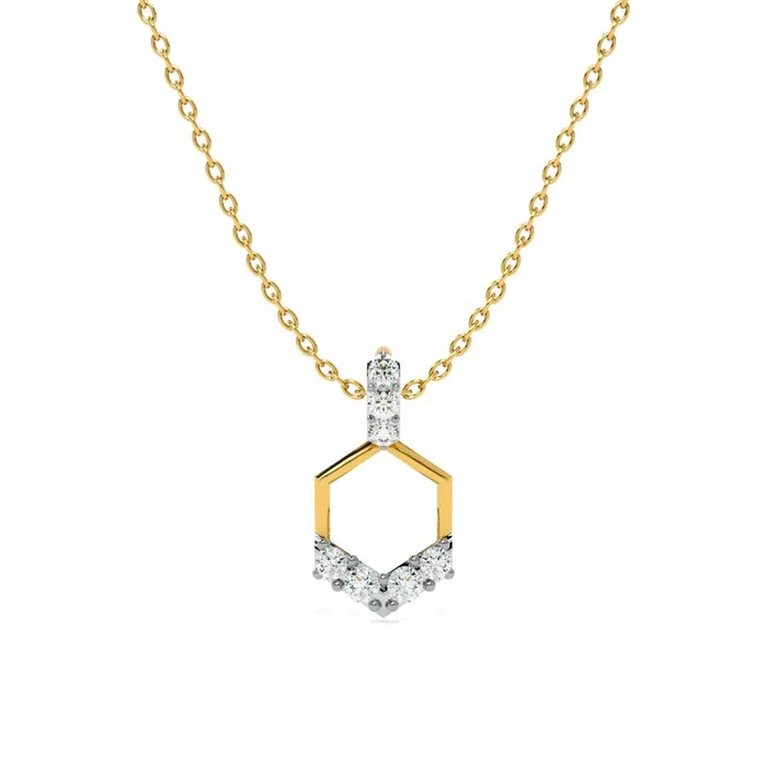 Geo Charm 9KT Gold Lab Grown Diamond Necklace