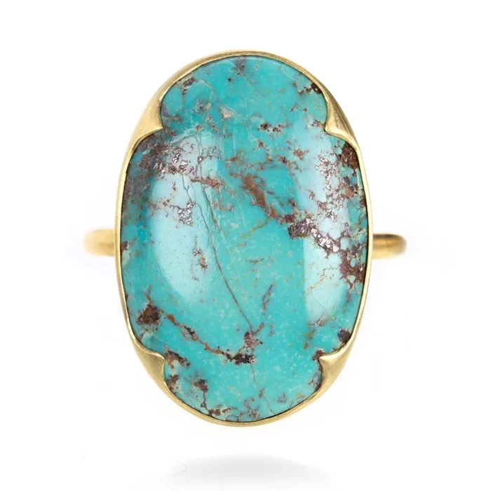 Giant Oval Persian Turquoise Ring