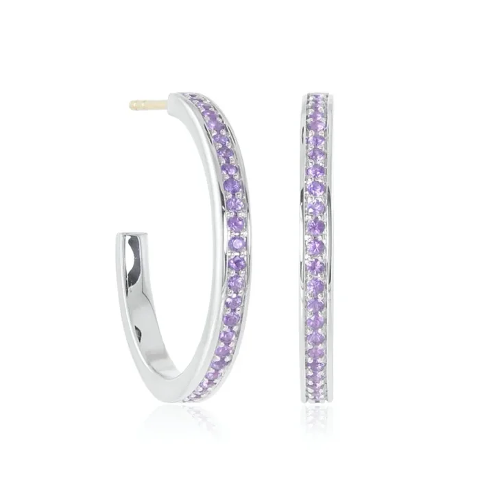 Gigi Hoop Earrings in Amethyst