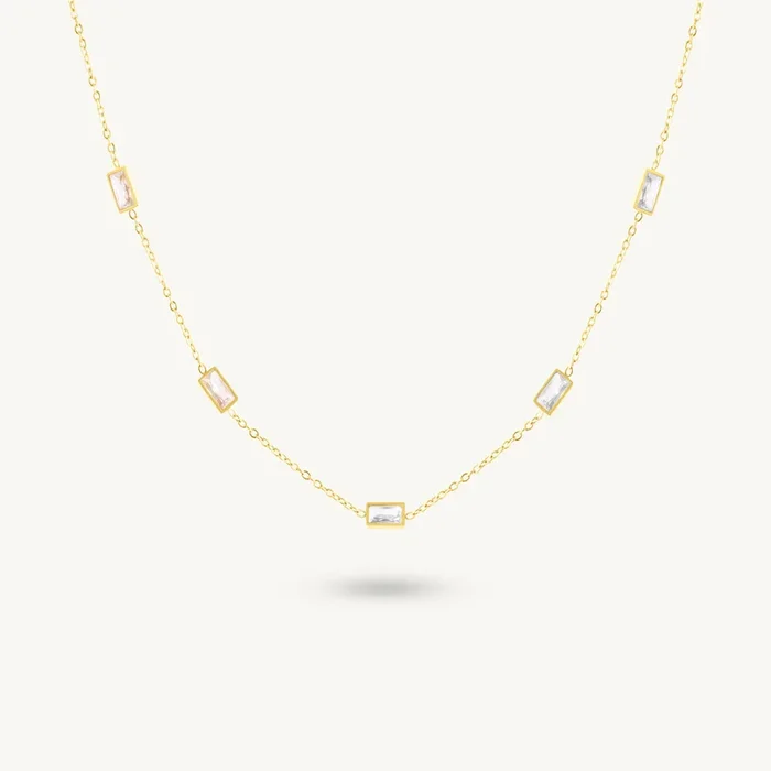 Gleaming Rectangle Station Necklace