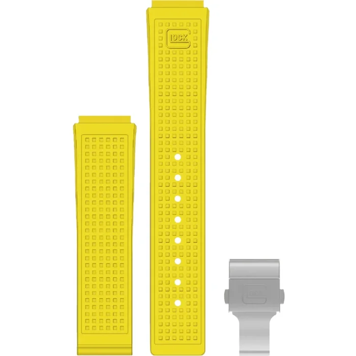 Glock Yellow 22MM White Clasp Watch Band
