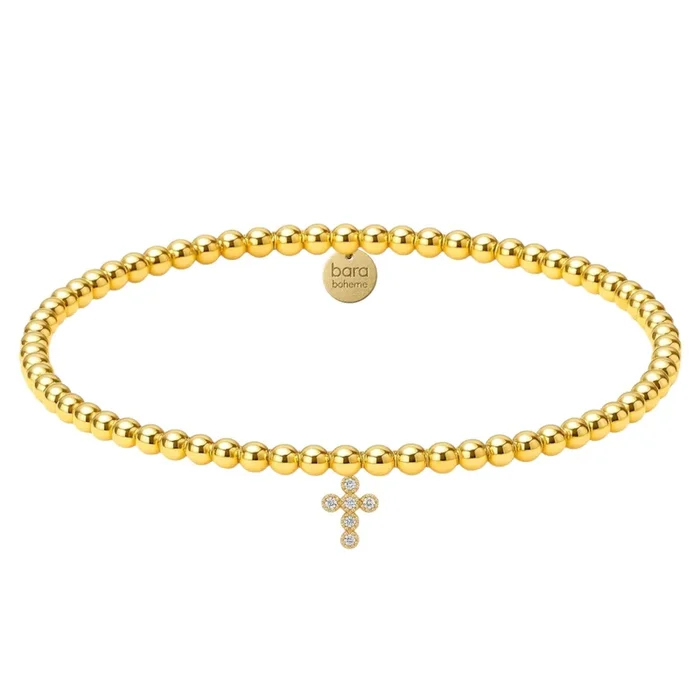 Glory Cross Charm | Gold Filled Beaded Bracelet