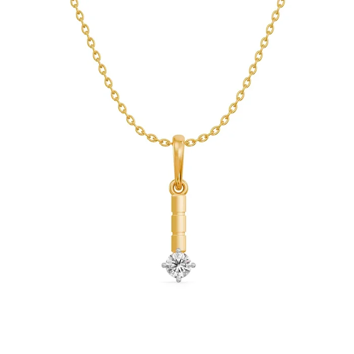 Glossy Beam 9KT Gold Lab Grown Diamond Pendant