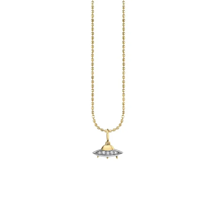 Gold & Diamond Flying Saucer Charm