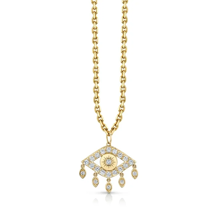 Gold & Diamond Large Eye With Marquise Eye Fringes Charm