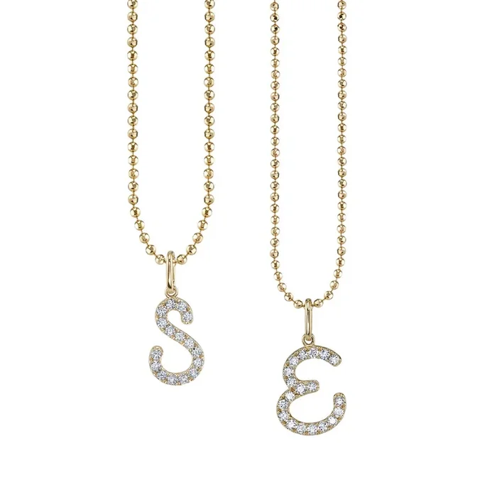 Gold & Diamond Large Initial Charm