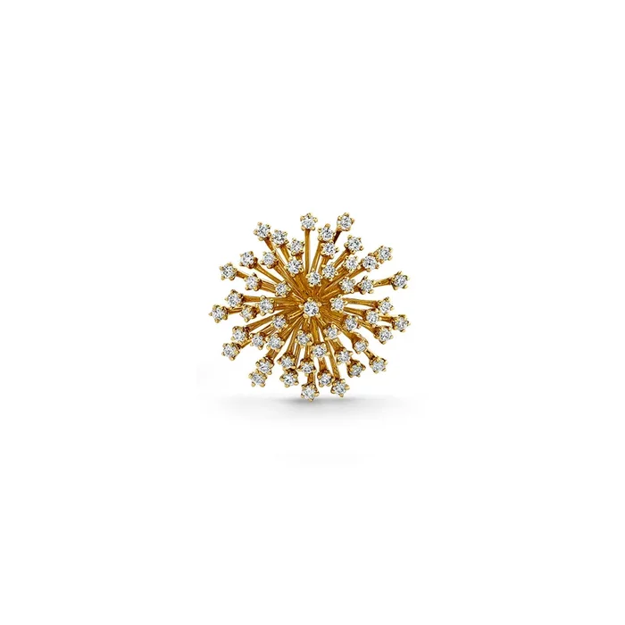 Gold & Diamond Medium Burst Flower Pin