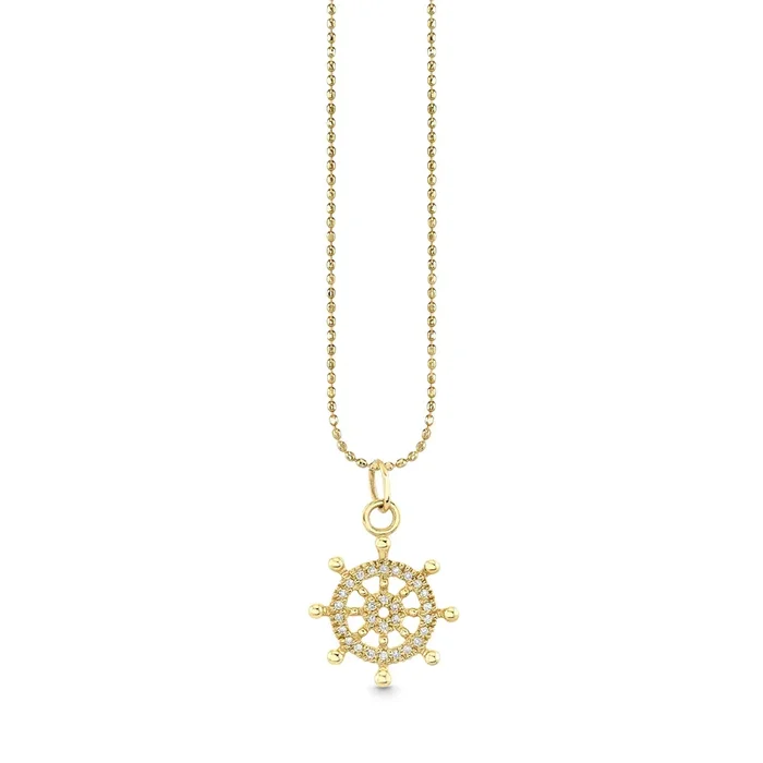 Gold & Diamond Ship’s Wheel Charm