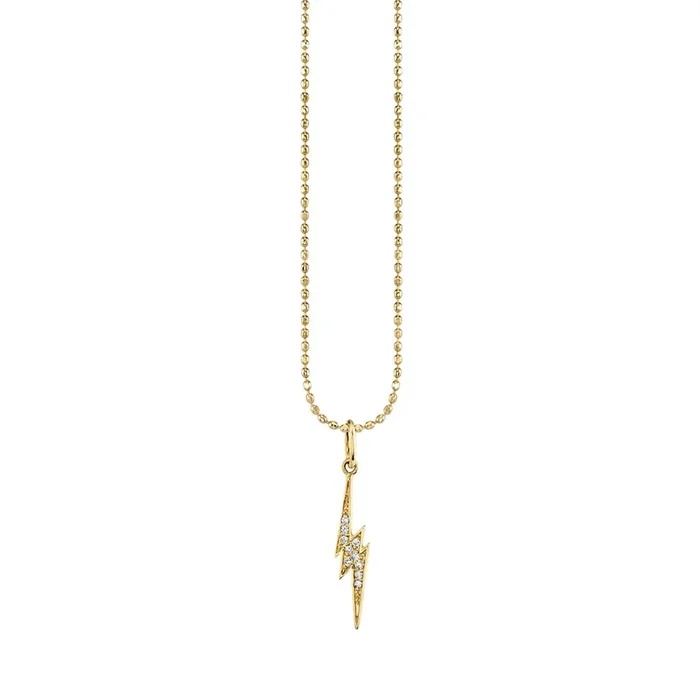 Gold & Diamond Small Lightning Bolt Charm