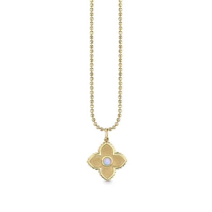 Gold & Opal Satin Moroccan Flower Charm